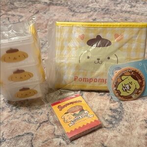 Pompompurin Yellow Dog Container & Accessories New Bundle!